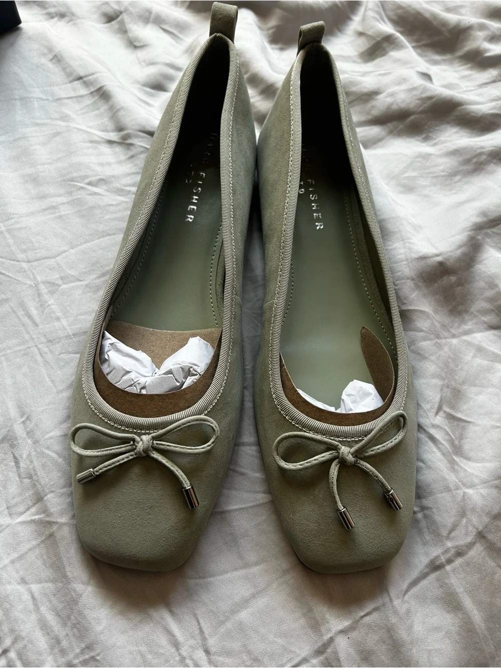 Marc Fisher Light Green Ubet Suede Ballet Flats